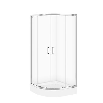SET B162: BASIC halfround shower enclosure 90 x 185 with TAKO shower tray 90 x 16