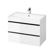 VIRGO 80 washbasin cabinet white with black handles