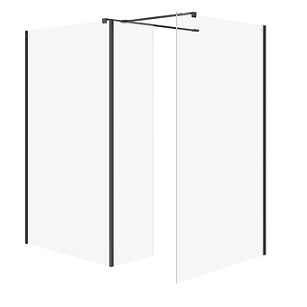 SET B805: shower enclosures walk-in MILLE black 100x90x30x200 movable wall