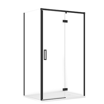 SET C135: Shower enclosure rectangular LARGA 120X90X195 right black transparent ...