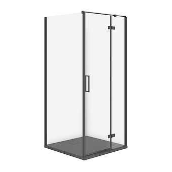SET C129: Shower enclosure square JOTA 80X80X195 right black transparent glass + ...