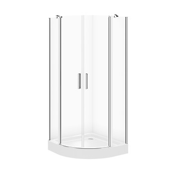 SET C170: Shower enclosure halfround MODUO 90X90X195 chrome transparent glass + ...