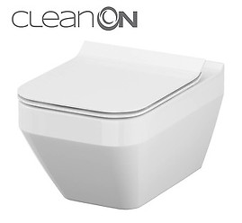 Set 907 vas wc suspendat CREA RECTANGULAR New CleanOn cu capac Slim duroplast, ...