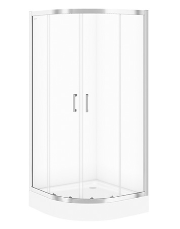 BASIC halfround shower enclosure 90 x 185 with TAKO shower tray 90 x 16